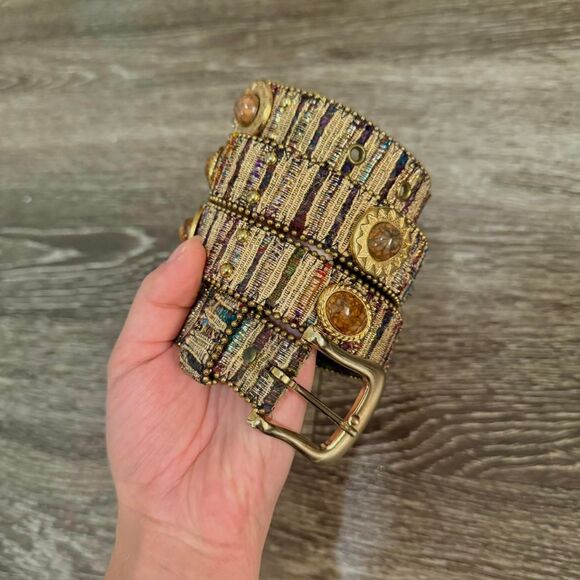 Y2K Elite Gold + Cream Beaded Western Belt - Picture 3 of 7